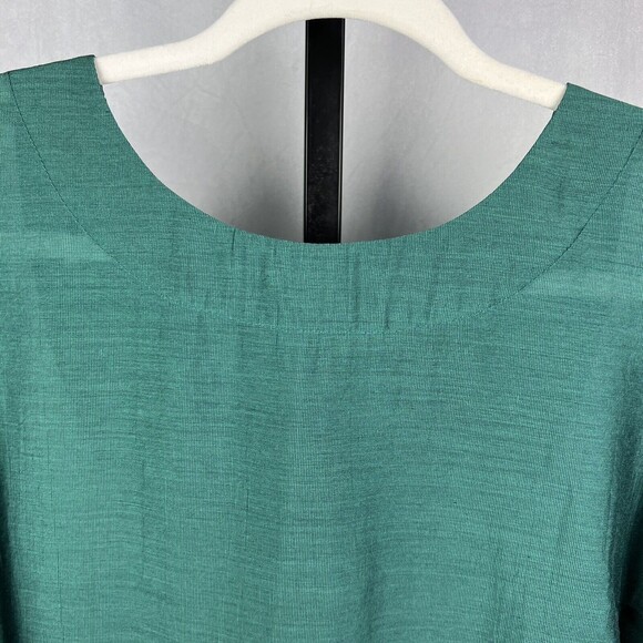 Nathalie Chaize Tunic Top Woman 8 Kelly Green Pullover Hi-Low Lagenlook Blouse - Picture 3 of 11